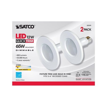 Satco Nuvo White 56 in W Plastic LED Dimmable Recessed Downlight 12 W -  S9599